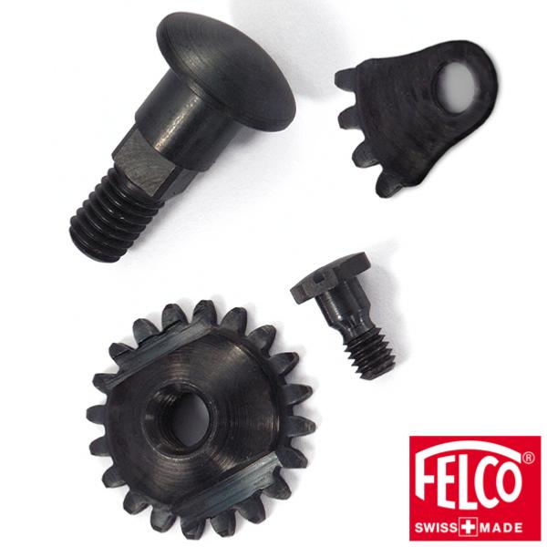 le set de réparation pour sécateur FELCO 2 contient : 1 écrou denté, 1 secteur denté, 1 boulon et 1 vis