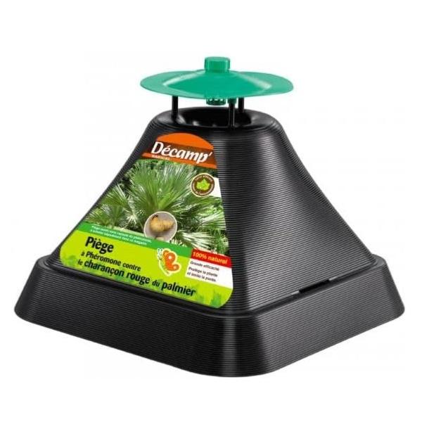 Piège à phéromones de forme pyramidale en plastique noir avec un chapeau vert