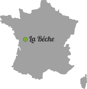 carte de la france pointant le lieux labeche du coté de NIORT 79000