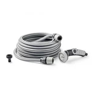 tuyau d'arrosage aquago easy30 de couleur grise avec pistolet
