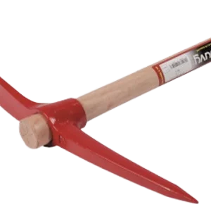 Pioche oeil rond gouvy avec peinture epoxy rouge et manche bois