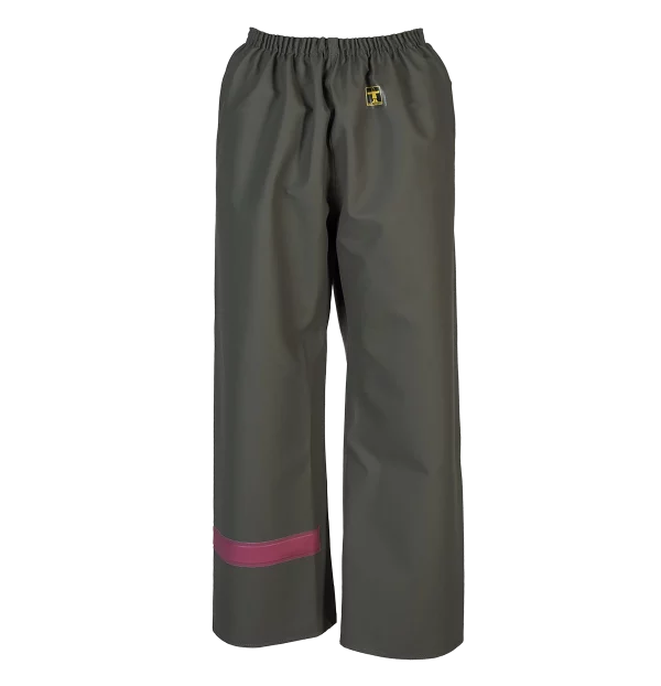 pantalon soca femme kaki avec bande fushia horizontale sur une jambe