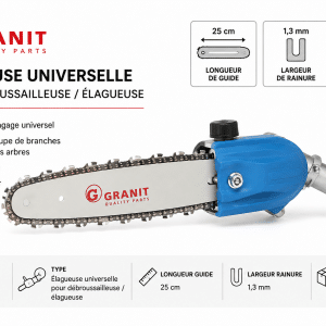 Élagueuse universelle GRANIT pour débroussailleuse guide 25 cm