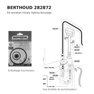 Kit entretien Berthoud 282872 pour Floraly Optima Bricolage, emballage et vue éclatée illustrative