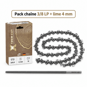 Pack chaîne tronçonneuse 3/8 LP 1,3 mm 52 maillons avec lime Bahco 4 mm