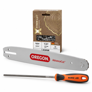 Pack guide Oregon 35 cm A074 chaîne Xtrem Cut 3/8 LP 1,3 mm 50 maillons et lime Bahco 4 mm