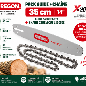 Pack guide Oregon 35 cm A074 avec chaîne Xtrem Cut 3/8 LP 1,3 mm 50 maillons