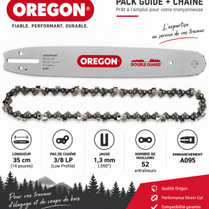 Pack guide Oregon 35 cm A095 avec chaîne Xtrem Cut 3/8 LP 1,3 mm 52 maillons