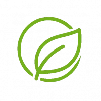 logo vert feuille dans un rond